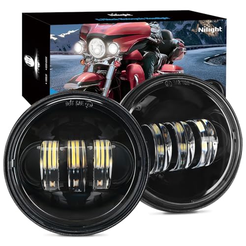 Nilight Motorcycle 2PCS 4.5 Inch LED Fog Lights Passing Auxiliary Light DOT Compatible with Harley Davidson Electra Street Glide Heritage Softail Classic Road King, Black - color: 4.5Inch Fog Lights 2Pcs Black