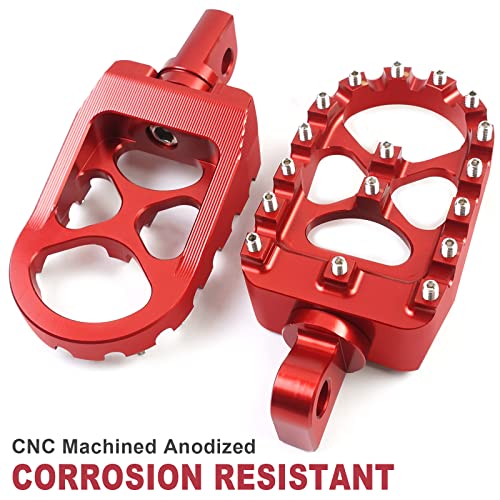 MDPROMCP CNC Motorcycle Wide Foot Pegs Aluminum 360° Roating Adjustable Suitable Compaitble with Dyna Fatboy Iron 883 Sportster 883(Red) - color: Red