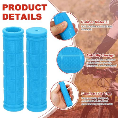 2 Pair Soft Rubber Handlebar Grips, Bicycle Handlebar Grips Bike Handle Bar Wrap Non-Slip 4.5 Inch - Fitting for Mountain Bikes/Road Bicycles/Scooter - color: Light Blue