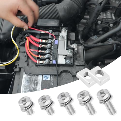 60PCS Motorcycle Battery Bolts and Nuts Kit M6x20/18/16/12/10mm,Stainless Steel Motorcycle Battery Terminal Bolts Kit,Essential Batteries Terminal Nuts for Scooter ATV Bike