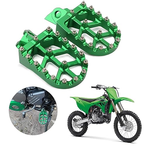 AnXin Dirt Bike Foot Pegs Wider Footpegs Foot Pedals Rests CNC for KX65 00-23 KX85 01-23 KLX 140 KLX140 08-23 KX100 98-21 KX112 22-23 KX80 Pit Bike Motorcycle Green - color: green, size: KX65 KX80 KX85 KX100 KX112