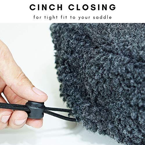 Vincita Imitation Sheepskin Bicycle Seat Cover & Gel Padding - for Wide Seat Spin Bike, Cruiser Exerciser - Imitation Wool/Fleece/Fur Cushion Cover & Removable Gel Insert - size: Large