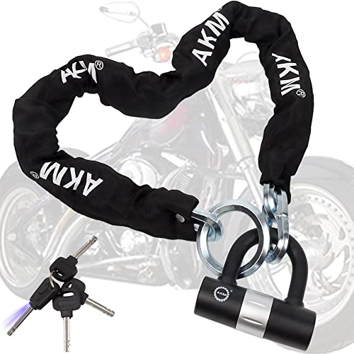 AKM Bike Lock Chain Lock 120cm/4ft Heavy Duty Durable 12mm Thick Anti-Theft Bicycle Chain Lock with 4Keys Security 16mm U Lock Disc Lock for Bicycle,Moped,Scooter,Motorcycle - size: 4ft/120cm x 12mm Diameter Chain with Lock