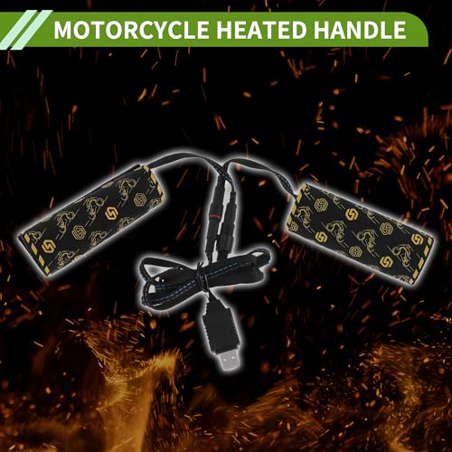 Heated Motorcycle Hand Grips Cover 5V Handlebar Cover 6 Adjustable Temperature with Memory Function Metal Heating Film Cloth Black 1set