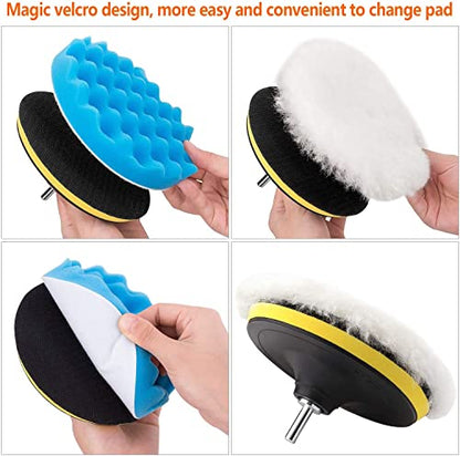 5 Inch Buffing and Polishing Pad Kit 11 PCS with Drill Adapter - size: 5Inch-11PCS