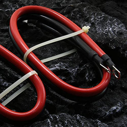 2AWG Battery Cables - 3/8 in Lugs Set with Terminals (2pcs Red + Black) for Car, Marine, Solar, ATV - Oxygen-Free (4ft) - size: 4 ft