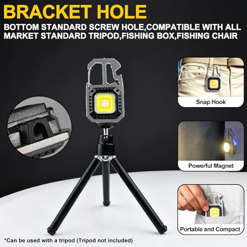 MAKDAK Cob Keychain Work Light - 2PC EDC Keychain Flashlight Rechargeable, Super Bright Flashlight for Car Repair, Emergency(Silver) - color: Silver*2PC