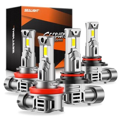 SEALIGHT 9005 H11 Lights Bulb Combo, 80000LM, 800% More Light, High-Performance Fog and Off-Road Lights, 9005/HB3 H11/H9/H8 Fog Light, Pack of 4 - size: 9005+H11