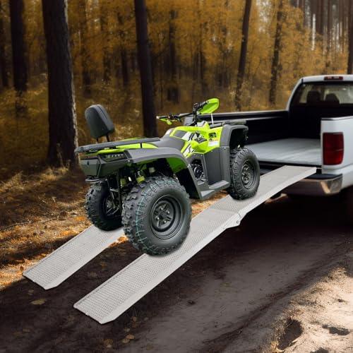 Folding Aluminum Ramp, Portable Ramp, 11" Loading Ramps for Motorcycle, 749.57 Lbs Each Load Capacity for Bike Ramps, ATVs, E-Scooter, Indoor Storage, 2PC (89.76 * 11.02in)