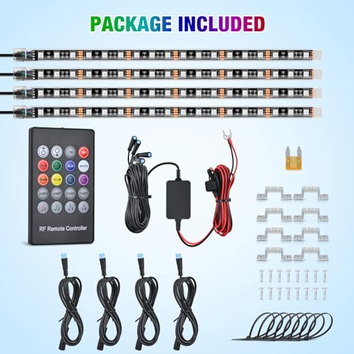 Nilight 4Pcs 12inch LED Grille Lights 72 LEDs RGB Multi Color Exterior Lighting Kit DIY Sound Active Function Music Mode with APP Control and Remote for Cars Van SUV Truck - color: 4Pcs 12Inch Grille Light w/Remote+APP