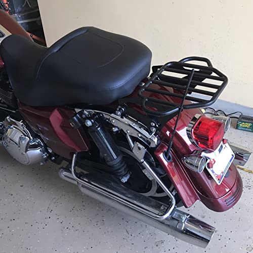 XFMT Motorcycle King Detachable Two-Up Luggage Rack for Harley Touring Road King Street Glide Road Glide Electra Glide 2009-Later, Gloss Black - color: Harp-Shape Luggage Rack-Gloss Black