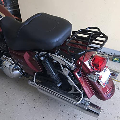 XFMT Motorcycle King Detachable Two-Up Luggage Rack for Harley Touring Road King Street Glide Road Glide Electra Glide 2009-Later, Gloss Black - color: Harp-Shape Luggage Rack-Gloss Black