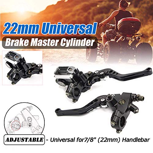 Universal 7/8" 22mm Motorcycle Brake Lever Handlebar Brake Master Cylinder Clutch Levers Set Compatible with Harley Honda Kawasaki Suzuki Yamaha Motorbike Brake Lever(Black) - color: Black
