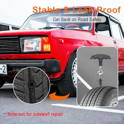Tire Plug Kits, Screw in Tire Repair Screws, Tire Repair Rubber Nail for Tubeless Tire on Car, Motorcycles And More