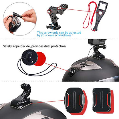 Motorcycle Helmet Chin Mount Kit Compatible with GoPro 13/12/11/10/9, DJI Action 6/5 Pro/4/3, AKASO and More Action Cameras - style: Motorcycle Helmet Chin Mount