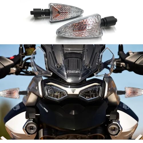2Pcs Motorcycle Turn Signal Light Front Or Rear Indicator Compatible With Triumph Tiger 800/XC Tiger 1050 Daytona 675/R 2009-2018 (Long handle and Clear) - color: Long handle and Clear