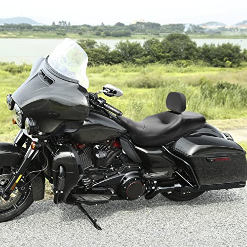 XFMT Motorcycle Hammock Driver & Passenger Seat w/Rider + Passenger Backrest Pad For Harley Touring 2014-2023 Road King Street Glide Electra Glide FLHR FLHX FLTRX - color: Black Seat + Rider & Passenger Backrest