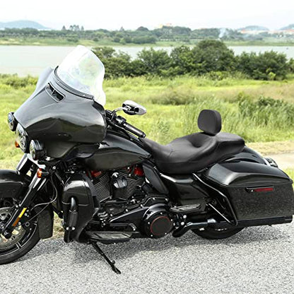 XFMT Motorcycle Hammock Driver & Passenger Seat w/Rider + Passenger Backrest Pad For Harley Touring 2014-2023 Road King Street Glide Electra Glide FLHR FLHX FLTRX - color: Black Seat + Rider & Passenger Backrest