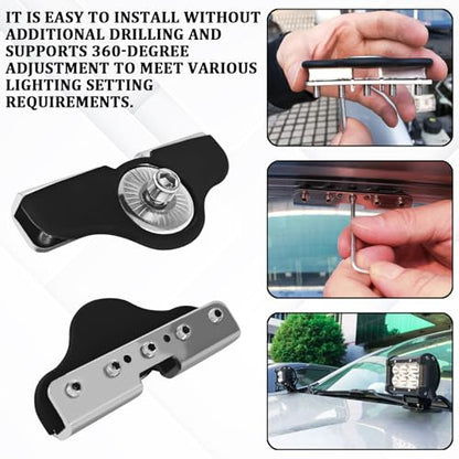 LED Ditch Light Bar Mounting Brackets, Ditch Light Brackets LED Work Lights Base Pods Clamp Holder, Adjustable Pillar Hood Mount Light Bar Bracket No Drilling Universal for Car SUV Truck(2PCS)