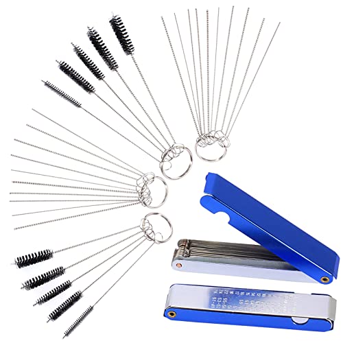 26 Cleaning Wires Set + 20 Needles + 10 Nylon Tube Brushes Tool for Welder Carbon Dirt Jet Cleaner Nozzles Gas Orifice Engine Carburetor Chainsaw Sprinkler Shower Head ATV Motorcycle Moped Bike