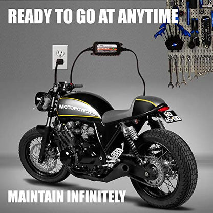 MOTOPOWER MP00205C 12V 800mA Automatic Battery Charger, Battery Maintainer, Trickle Charger, and Battery Desulfator