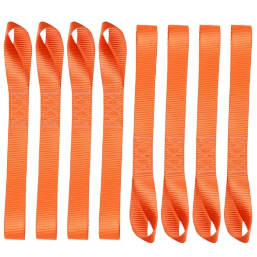 ZIMISI 8PCS Soft Loop Tie Down Straps, 1"x 12" Loop Straps with 4500Lbs Breaking Strength & 1500Lbs Load Capacity, Motorcycle Tie Down Straps for Securing ATV, UTV, Dirt Bikes, Lawn Equipment (Orange) - color: Orange