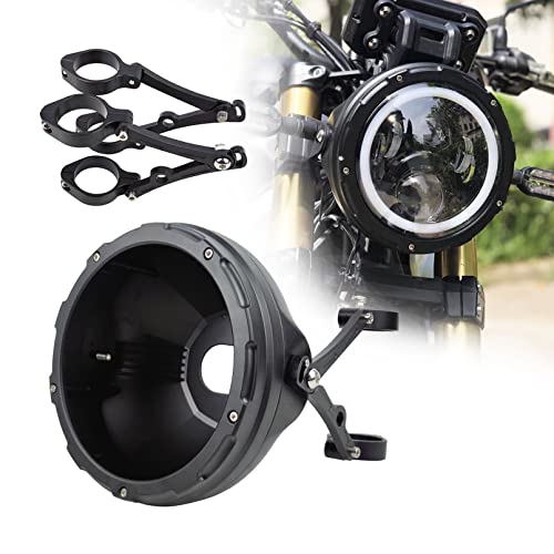 7inch CNC Motorcycle Headlight Housing Bucket with CNC Side Mounting Bracket 46-50MM Fork Tube Holder Clamps for Motorcycle - size: 50