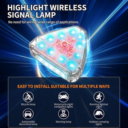 Motorcycle LED Strobe Lights with Remote Control USB Rechargeable 7 Colors Mini Flashing Light Modification Hazard Warning Lights for Outdoor Truck Car Electric Bike