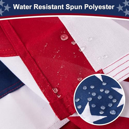 American Flag 5x8 ft Heavy Duty TearProof Series, All Weather High Wind US Flag, Premium Spun Polyester with Embroidered Stars, Sewn Stripes, Brass Grommets for Outdoor Use - color: 5X8FT