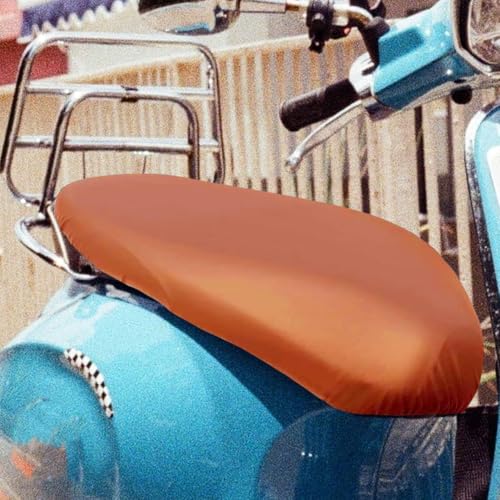 POPETPOP Motorcycle Seat Cover, Brown PU Leather Waterproof Universal Fit | Waterproof and heat-resistant, instantly hides scratches, ideal for daily scooter commutes, 1 brown elastic PU leather cover