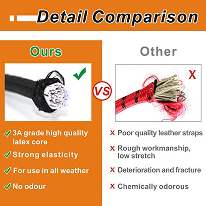 BEXSLE Bungee Cords with Hooks, Heavy Duty Outdoor Elastic Bungee Straps，No Odour Industrial Grade Bungee Rope for Securing Tarps, Luggage,Tents, Bikes or Garden Tidying 24in6pcs + 48in2pcs (Black) - size: 24 inches x 6 pcs + 48 inches x 2 pcs