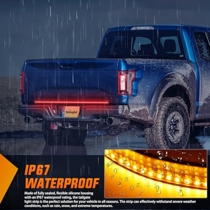 Nilight Truck Tailgate Light Strip 48" Quad Row 528 LED Strip with Red Running Brake Lights White Reverse Lamp Amber Turn Signals Lights - color: 48" Tailgate Light Strip Quad Row