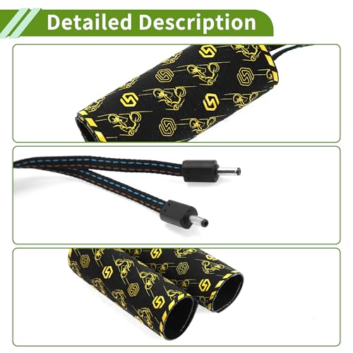 Heated Motorcycle Hand Grips Cover 20-90V Handlebar Cover 6 Gear Adjustable Temperature with Memory Function Metal Heating Film Cloth Black 1 Set