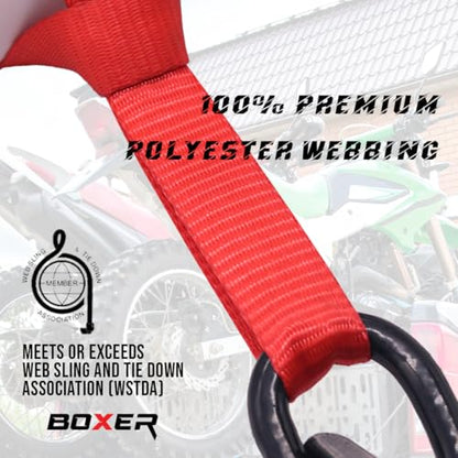 BoxerTool Soft Loop Tie Down Straps (8 Pack) USA Assembly - Loops for Securing ATV, UTV, Motorcycles, Scooters, Dirt Bikes, Lawn & Garden Equipment