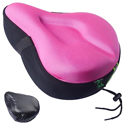 Zacro Bike Seat Cushion - Gel Padded Bike Seat Cover for Men Women Comfort, Extra Soft Exercise Bicycle Seat Compatible with Peloton, Outdoor & Indoor Bike Saddles - color: Pink, style: Large