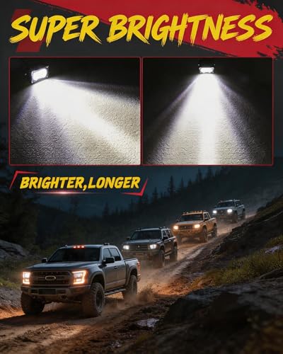 LED Pod Light 2PCS 3inch 40W 4000LM Combo Beam Baja Light with DT Wiring Harness Kit Backup Driving Lights Off Road Low Profile LED Light Bar Fog Lights for Motorcycle Truck UTV ATV Pickup - size: 3inch - Combo