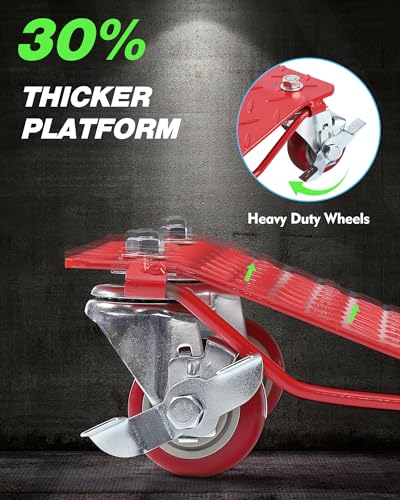 DEXSO [6000 lbs] Tire Wheel Dolly Car Set of 4, Heavy Duty Carbon Steel Car Mover with Antiskid Plate & 360 Degree Rotatable Wheel, 16"*13", Red - color: Light Red