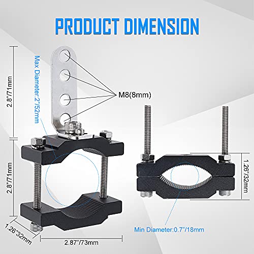 Motorcycle 2 Inch Tube Clamp Mount Brackets Bicycle Car Bull Bar Holder Clamp Samman Off Road Bar Mounting Brackets for LED Light Work Lights Pods Lamps 2PCS