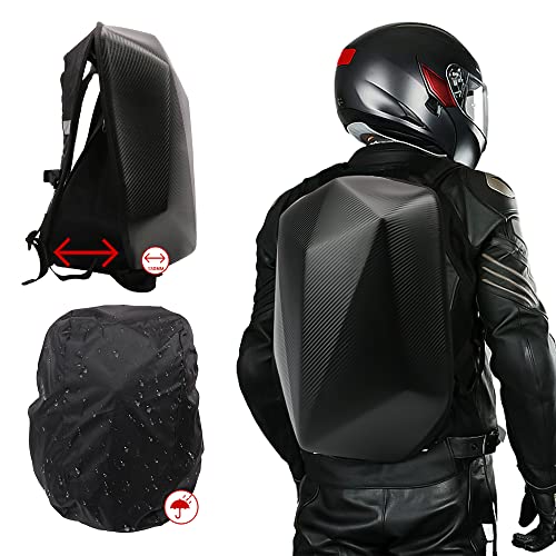 JFG RACING Motorcycle Backpack 30L,Universal Hard Shell Helmet Hardshell Riding Back Pack for Men Women - Imitation Carbon Fiber Black - color: Imitation Carbon Fiber-2
