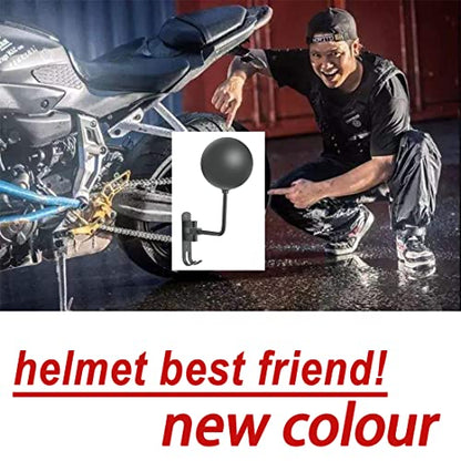 SANGMO Grey 180 Motorcycle Helmet Rack, Rotation Metal Wall Mounted Holder With 2 Hooks for Bike Coats, Caps, Baseballs (2 Pcs) - color: Gray*2
