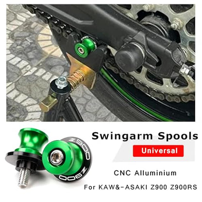 For Z900 2017-2025 8MM Swing arm Spools Slider Stand M8 x1.5 Green for KAW&-ASA*KI Z900 SE Performance Z900RS 2017 2018 2019 2020 2021 2022 2023 2024 2025 - color: SS-Green
