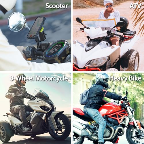 Bone Moto Tie Connect Kit 3 - Mirror Stem, Magnetic Motorcycle Phone Mount, Detachable & 360° Rotatable, Heavy Duty & Shock-Absorbing Scooter Phone Holder for 4.7"–7.2" Smartphones (Mirror Mount) - style: Motorcycle - Mirror Stem
