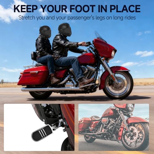 Motorcycle Passenger Foot Pegs, Aluminum Highway Pegs Male Mount Footrest Fit For Harley Touring Street Glide Road King Road Electra Glide Sportster Dyna Softail (Chrome) - color: 1#Chrome