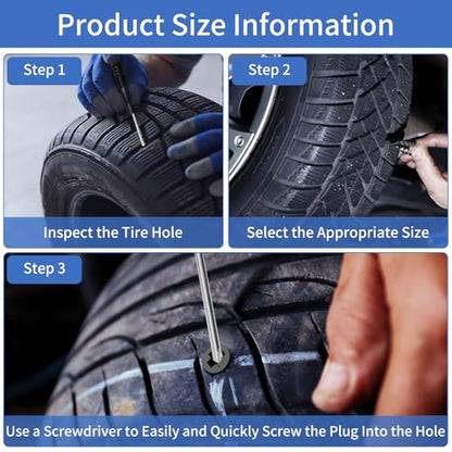40 Pcs Tire Repair Rubber Nail,Tire Plug Kit, Spiral Rubber Nails,Self-Service Puncture Repair Tool with Screwdriver for Car Motorcycle Truck ATV(2 Sizes,20 Each)