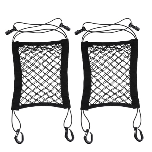 2PCS Motorcycle Bungee Cargo Net, Universal Elastic Automotive Small Cargo Net, Double Layer Storage Bungee Nets, Upgrade Bike Cargos Nets with Adjustable Hooks, 11" x 9"