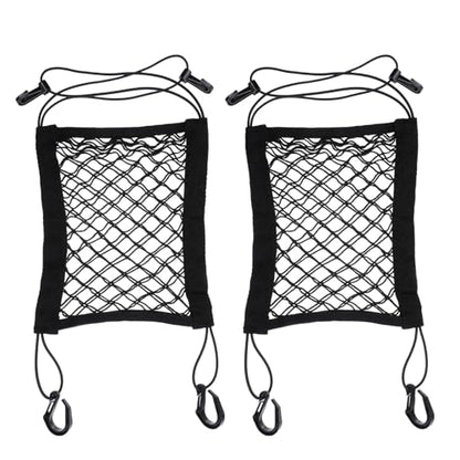 2PCS Motorcycle Bungee Cargo Net, Universal Elastic Automotive Small Cargo Net, Double Layer Storage Bungee Nets, Upgrade Bike Cargos Nets with Adjustable Hooks, 11" x 9"