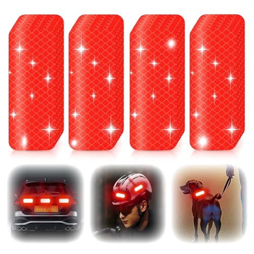 60Pcs Reflective Stickers Made of DG3, 3.15" x 1.18" Safety Reflective Tape for Car Bike Mailbox Helmet, Reflective Tape Outdoor Waterproof - Enhanced Night Safety & Wide Coverage - color: Red-60Pcs