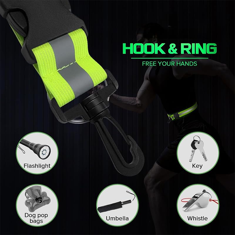 Reflective Running Belt with 2Pcs Armbands, Running Belts for Women High-Visibility and Adjustable Green Belt for Jogging, Running, Biking, Dog Walking