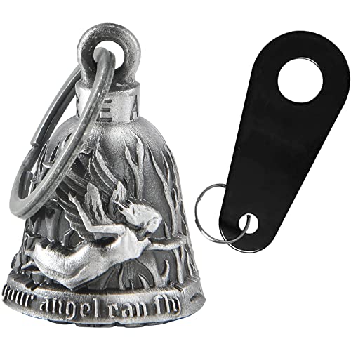Dream Apparel Motorcycle Bell Guardian Angel Drive Away Gremlin, Biker Bell for Men Women Rider Riding, Good Luck Gift - color: Rider and Angel