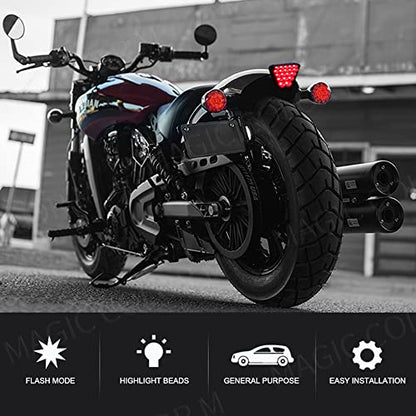AIVYNA Car Pilot Lights Triangle Rear Brake Lamp Warning Strobe Stop Safety Light Bumper Light for F1 Style Motorcycle,Red case red lamp